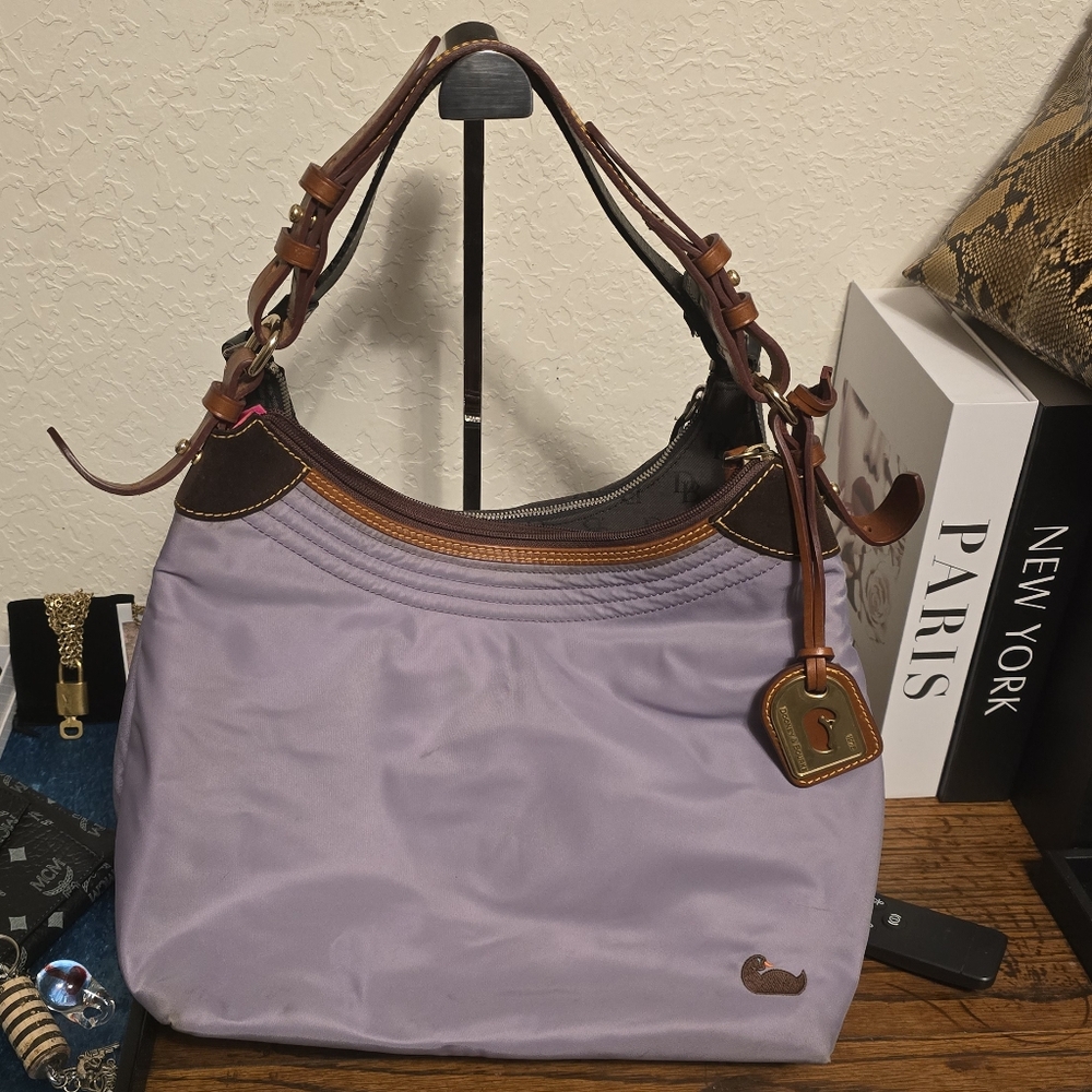 ⭐️Dooney & Bourke Lavender & Hot Pink Bag with Brown Leather Straps